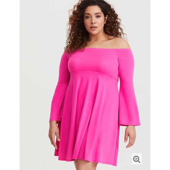 torrid Dresses & Skirts - TORRID Hot Pink Off Shoulder Jersey Dress